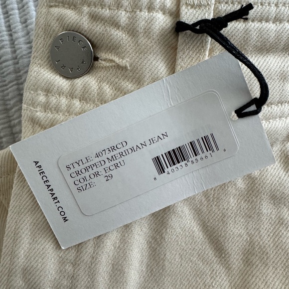NWT Apiece Apart Cropped Meridian Jean - Ecru - Size 29 - Picture 7 of 9